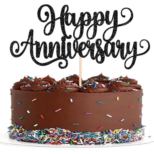 1 Stück Happy Anniversary Cake Topper Glitzer Hochzeit Jahrestag Tortendeko Alles Gute zum Jahrestag Kuchen Deko für Hochzeit Geburtstag Party Kuchen Dekoration Schwarz 1 Stück Happy Anniversary Cake Topper Glitzer Hochzeit Jahrestag Tortendeko Alles Gute zum Jahrestag Kuchen Deko für Hochzeit Geburtstag Party Kuchen Dekoration Schwarz von SYKYCTCY