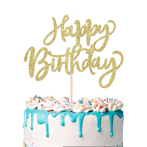 1 Stück Happy Birthday Tortendeko Glitzer Geburtstag Cake Topper zum Feiern alles Gute zum Geburtstag Party Kuchen Dekorationen Zubehör Gold 1 Stück Happy Birthday Tortendeko Glitzer Geburtstag Cake Topper zum Feiern alles Gute zum Geburtstag Party Kuchen Dekorationen Zubehör Gold von SYKYCTCY