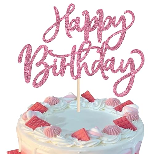 1 Stück Happy Birthday Tortendeko Glitzer Geburtstag Cake Topper zum Feiern alles Gute zum Geburtstag Party Kuchen Dekorationen Zubehör Rosa 1 Stück Happy Birthday Tortendeko Glitzer Geburtstag Cake Topper zum Feiern alles Gute zum Geburtstag Party Kuchen Dekorationen Zubehör Rosa von SYKYCTCY
