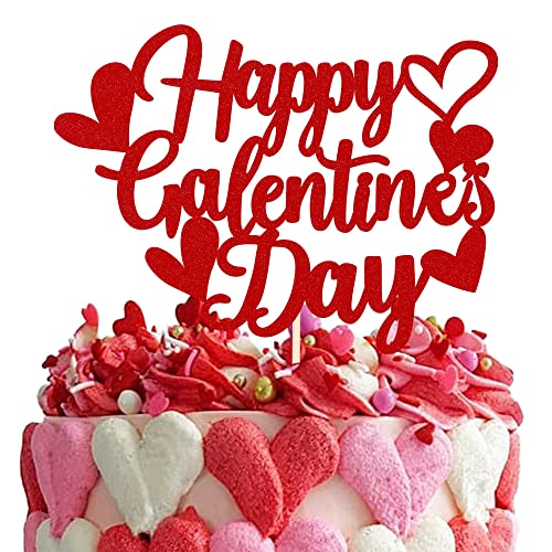 1 Stück Happy Galentine's Day Kuchen Topper Rot Glitter Sweet Love Heart Valentinstag Kuchendekoration Happy Valentinstag Thema Geburtstag Party Kuchen Dekorationen Zubehör von SYKYCTCY