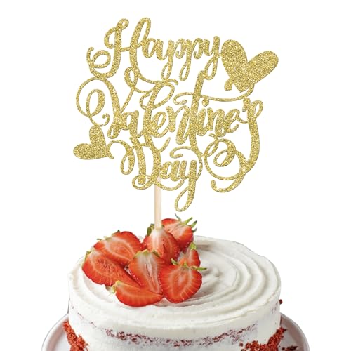 1 Stück Happy Valentine's Day Tortendeko Glitzer Love Heart Valentine's Day Kuchen Deko Torten Dekorationen für Valentinstag Thema Hochzeit Geburtstag Party Gold 1 Stück Happy Valentine's Day Tortendeko Glitzer Love Heart Valentine's Day Kuchen Deko Torten Dekorationen für Valentinstag Thema Hochzeit Geburtstag Party Gold von SYKYCTCY