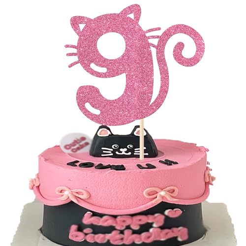 1 Stück Katze 9th Tortendeko Neun Geburtstag Kuchen Deko Glitzer Niedliches Kätzchen Cake Topper für Katze Thema Baby Dusche Kinder 9 Jahre alt Geburtstag Hochzeit Party Kuchen Dekorationen Rosa 1 Stück Katze 9th Tortendeko Neun Geburtstag Kuchen Deko Glitzer Niedliches Kätzchen Cake Topper für Katze Thema Baby Dusche Kinder 9 Jahre alt Geburtstag Hochzeit Party Kuchen Dekorationen Rosa von SYKYCTCY