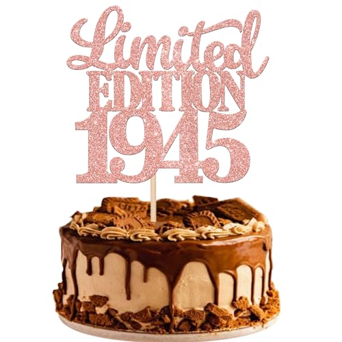 1 Stück Limited Edition 1945 Tortendeko Glitzer 80th Glitzer Kuchen Deko Prost auf 80 Jahre 80 & Fabelhaft Cake Topper für Männer und Frauen Geburtstag Party Kuchen Dekoration Rosegold von SYKYCTCY