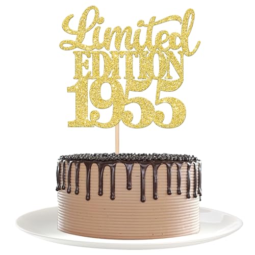 1 Stück Limited Edition 1955 Tortendeko Glitzer 70th Glitzer Kuchen Deko Prost auf 70 Jahre 70 & Fabelhaft Cake Topper für Männer und Frauen Geburtstag Party Kuchen Dekoration Gold von SYKYCTCY