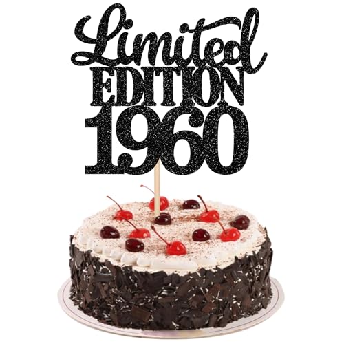 1 Stück Limited Edition 1960 Tortendeko Glitzer 65th Glitzer Kuchen Deko Prost auf 65 Jahre 65 & Fabelhaft Cake Topper für Männer und Frauen Geburtstag Party Kuchen Dekoration Schwarz von SYKYCTCY