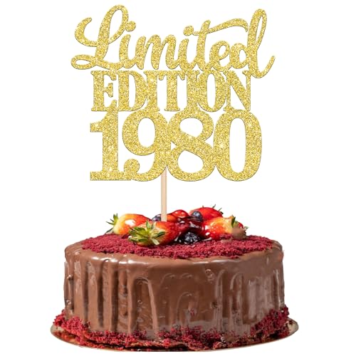 1 Stück Limited Edition 1980 Tortendeko Glitzer 45th Glitzer Kuchen Deko Prost auf 45 Jahre 45 & Fabelhaft Cake Topper für Männer und Frauen Geburtstag Party Kuchen Dekoration Gold von SYKYCTCY