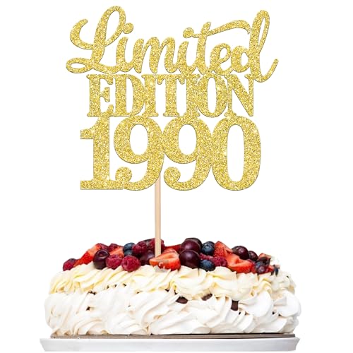 1 Stück Limited Edition 1990 Tortendeko Glitzer 35th Glitzer Kuchen Deko Prost auf 35 Jahre 35 & Fabelhaft Cake Topper für Männer und Frauen Geburtstag Party Kuchen Dekoration Gold von SYKYCTCY