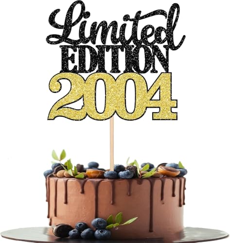 1 Stück Limited Edition 2004 Tortendeko Glitzer 21st Glitzer Kuchen Deko Prost auf 21 Jahre 21 & Fabelhaft Cake Topper für Männer und Frauen Geburtstag Party Kuchen Dekoration Schwarz Gold von SYKYCTCY