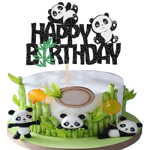 1 Stück Panda Happy Birthday Tortendeko Glitzer Grün Bambus Cake Topper Niedliches Tier Kuchen Deko für Baby Dusche Kinder Geburtstag Party Kuchen Dekoration Schwarz 1 Stück Panda Happy Birthday Tortendeko Glitzer Grün Bambus Cake Topper Niedliches Tier Kuchen Deko für Baby Dusche Kinder Geburtstag Party Kuchen Dekoration Schwarz von SYKYCTCY