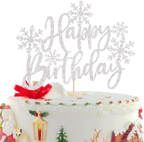 1 Stück Schneeflocken Tortendeko Happy Birthday Schneeflocken Kuchen Deko Glitzer Winter Thema Cake Topper Kuchen Deko für Winter Thema Weihnachten Geburtstag Party Kuchen Dekoration Silber 1 Stück Schneeflocken Tortendeko Happy Birthday Schneeflocken Kuchen Deko Glitzer Winter Thema Cake Topper Kuchen Deko für Winter Thema Weihnachten Geburtstag Party Kuchen Dekoration Silber von SYKYCTCY