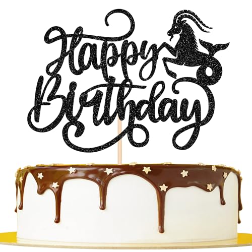 1 Stück Steinbock Tortendeko Glitter Happy Birthday Cake Topper 12 Sternbild Steinbock Kuchen Deko für Dezember Januar Horoskop Astrologie Geburtstag Party Kuchen Dekoration Schwarz 1 Stück Steinbock Tortendeko Glitter Happy Birthday Cake Topper 12 Sternbild Steinbock Kuchen Deko für Dezember Januar Horoskop Astrologie Geburtstag Party Kuchen Dekoration Schwarz von SYKYCTCY