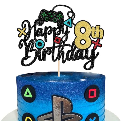 1 Stück Videospiel Happy 8th Birthday Cake Topper Glitzer Videospiel Tortendeko Spielkonsolen Kuchen Deko für Gaming Thema Jungen Mädchen 8th Geburtstag Party Kuchen Dekorationen 1 Stück Videospiel Happy 8th Birthday Cake Topper Glitzer Videospiel Tortendeko Spielkonsolen Kuchen Deko für Gaming Thema Jungen Mädchen 8th Geburtstag Party Kuchen Dekorationen von SYKYCTCY