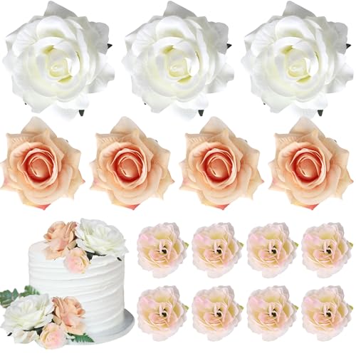 10 Stück Boho Blume Tortendeko Sets 3D DIY Rosen Cake Toppers Künstliche Blume Kuchen Deko Wiederverwendbar Rosenblüten Kuchen Dkorationen für Baby Dusche Hochzeit Geburtstag Party Weiß Champagner 10 Stück Boho Blume Tortendeko Sets 3D DIY Rosen Cake Toppers Künstliche Blume Kuchen Deko Wiederverwendbar Rosenblüten Kuchen Dkorationen für Baby Dusche Hochzeit Geburtstag Party Weiß Champagner von SYKYCTCY