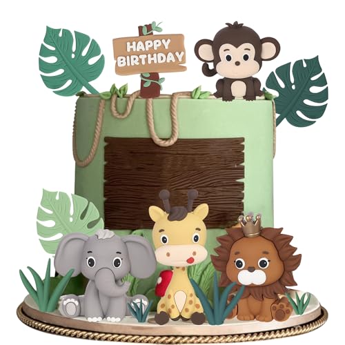 13 Stück Safari Tier Kuchen Deko Dschungel Wilder Löwe Elefant Affe Tortendeko Tropische Grashalme Cupcake Toppers für Dschungel wilde Tier Thema Baby Dusche Kinder Geburtstag Party Kuchen Dekoration 13 Stück Safari Tier Kuchen Deko Dschungel Wilder Löwe Elefant Affe Tortendeko Tropische Grashalme Cupcake Toppers für Dschungel wilde Tier Thema Baby Dusche Kinder Geburtstag Party Kuchen Dekoration von SYKYCTCY