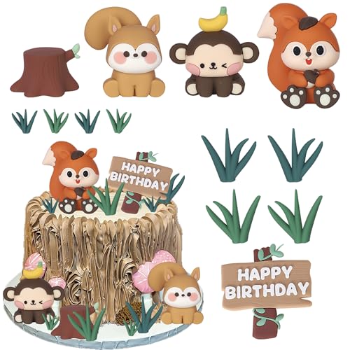 13 Stück Safari Tier Tortendeko Dschungel Wilder Affe Fuchs Eichhörnchen Kuchen Deko Tropisches Weichgummi Gras Cupcake Toppers für Baby Dusche Kinder Geburtstag Party Kuchen Dekoration 13 Stück Safari Tier Tortendeko Dschungel Wilder Affe Fuchs Eichhörnchen Kuchen Deko Tropisches Weichgummi Gras Cupcake Toppers für Baby Dusche Kinder Geburtstag Party Kuchen Dekoration von SYKYCTCY