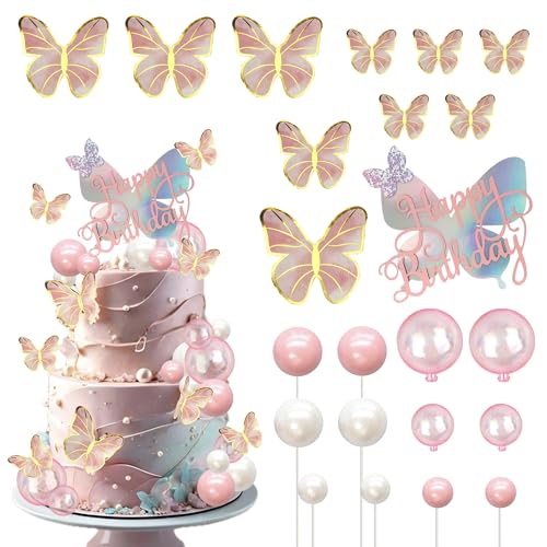 23 Stück Schmetterling Tortendeko Goldene Rosa Kugel Kuchen Deko Hübsch Happy Birthday Schmetterlinge Cake Toppers für Baby Dusche Hochzeit Geburtstag Party Kuchen Dekorationen Rosa 23 Stück Schmetterling Tortendeko Goldene Rosa Kugel Kuchen Deko Hübsch Happy Birthday Schmetterlinge Cake Toppers für Baby Dusche Hochzeit Geburtstag Party Kuchen Dekorationen Rosa von SYKYCTCY