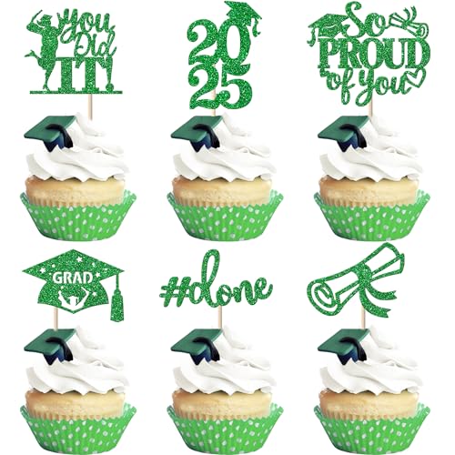 24 Stück 2025 Abschluss Tortendeko, 2025 Graduation Cupcake Toppers So Proud of You Kuchen Deko Grade Cap Torten Dekorationen für 2025 Abschluss Party Kuchen Dekoration Grün 24 Stück 2025 Abschluss Tortendeko, 2025 Graduation Cupcake Toppers So Proud of You Kuchen Deko Grade Cap Torten Dekorationen für 2025 Abschluss Party Kuchen Dekoration Grün von SYKYCTCY