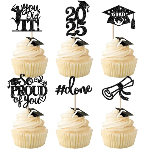 24 Stück 2025 Abschluss Tortendeko, 2025 Graduation Cupcake Toppers So Proud of You Kuchen Deko Grade Cap Torten Dekorationen für 2025 Abschluss Party Kuchen Dekoration Schwarz 24 Stück 2025 Abschluss Tortendeko, 2025 Graduation Cupcake Toppers So Proud of You Kuchen Deko Grade Cap Torten Dekorationen für 2025 Abschluss Party Kuchen Dekoration Schwarz von SYKYCTCY