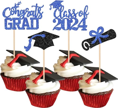 24 Stück 2024 Abschluss Tortendeko Class of 2024 Cupcake Toppers Glitzer Diplom Grad Cap Kuchen Deko Absolvent Kuchen Dekoration for 2024 Schule Abschluss Thema Party Torten Dekorationen Schwarz Blau 24 Stück 2024 Abschluss Tortendeko Class of 2024 Cupcake Toppers Glitzer Diplom Grad Cap Kuchen Deko Absolvent Kuchen Dekoration for 2024 Schule Abschluss Thema Party Torten Dekorationen Schwarz Blau von SYKYCTCY