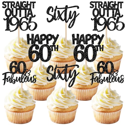 24 Stück 60th Geburtstag Tortendeko Straight Outta 1965 Cupcake Toppers Sixty Awesome Since 1965 Cupcake Picks 60 fabelhafte Tortendekorationen für 60. Geburtstag Schwarz 24 Stück 60th Geburtstag Tortendeko Straight Outta 1965 Cupcake Toppers Sixty Awesome Since 1965 Cupcake Picks 60 fabelhafte Tortendekorationen für 60. Geburtstag Schwarz von SYKYCTCY