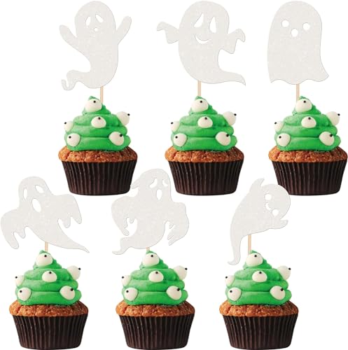 24 Stück Geist Halloween Cupcake Toppers Glitzer Ghost Tortendeko für Happy Halloween Spooky Ghost Theme Party Kuchen Deko Baby Dusche Kinder Geburtstag Party Kuchen Dekorationen Weiß 24 Stück Geist Halloween Cupcake Toppers Glitzer Ghost Tortendeko für Happy Halloween Spooky Ghost Theme Party Kuchen Deko Baby Dusche Kinder Geburtstag Party Kuchen Dekorationen Weiß von SYKYCTCY