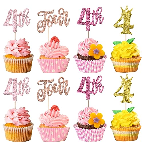 24 Stück Happy Birhtday Cupcake Toppers Glitzer Happy 4th Geburtstag Tortendeko für Crown Four Geburtstag Cupcake Picks Vierte Geburtstag Kuchen Dekorationen für Baby Dusche Jahrestag Party Buntes 24 Stück Happy Birhtday Cupcake Toppers Glitzer Happy 4th Geburtstag Tortendeko für Crown Four Geburtstag Cupcake Picks Vierte Geburtstag Kuchen Dekorationen für Baby Dusche Jahrestag Party Buntes von SYKYCTCY