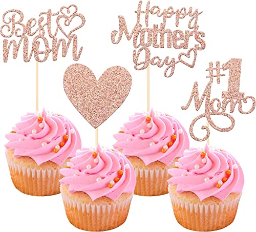 24 Stück Happy Mother's Day Cupcake Toppers Glitter Nummer 1 Mutter Liebe Herz Beste Mutter Cupcake Picks für Frauen Geburtstag Glückliche Mutter Tag Thema Party Kuchen Dekorationen Zubehör Rosegold 24 Stück Happy Mother's Day Cupcake Toppers Glitter Nummer 1 Mutter Liebe Herz Beste Mutter Cupcake Picks für Frauen Geburtstag Glückliche Mutter Tag Thema Party Kuchen Dekorationen Zubehör Rosegold von SYKYCTCY