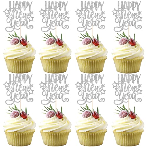 24 Stück Happy New Year Tortendeko Glitzer Hallo 2025 Cupcake Toppers 2025 Gutes neues Jahr Kuchen Deko für Willkommen 2025 Frohes Neues Jahr Party Torten Dekoration Silber 24 Stück Happy New Year Tortendeko Glitzer Hallo 2025 Cupcake Toppers 2025 Gutes neues Jahr Kuchen Deko für Willkommen 2025 Frohes Neues Jahr Party Torten Dekoration Silber von SYKYCTCY