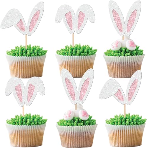 24 Stück Hasenohren Tortendeko Glitzer Wimpern Nase Pfote Cake Topper Happy Easter Kuchen Deko for Ostern Kaninchen Thema Baby Dusche Kinder Geburtstag Party Rosa Weiß 24 Stück Hasenohren Tortendeko Glitzer Wimpern Nase Pfote Cake Topper Happy Easter Kuchen Deko for Ostern Kaninchen Thema Baby Dusche Kinder Geburtstag Party Rosa Weiß von SYKYCTCY