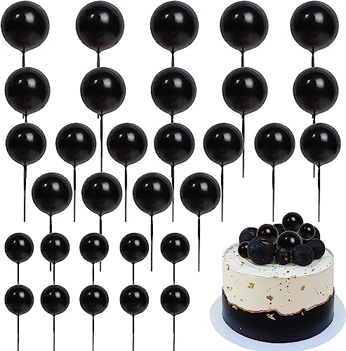 24 Stück Kugeln Mini Round Ball Cake Toppers 3D DIY Kugel kuchen Deko Mini Runde Kugel Cupcake Dekorationen für Baby Dusche Braut Dusche Hochzeit Geburtstag Prty Kuchen Dekoration Schwarz 24 Stück Kugeln Mini Round Ball Cake Toppers 3D DIY Kugel kuchen Deko Mini Runde Kugel Cupcake Dekorationen für Baby Dusche Braut Dusche Hochzeit Geburtstag Prty Kuchen Dekoration Schwarz von SYKYCTCY