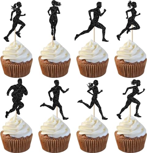 24 Stück Laufend Cupcake Toppers Glitzer Sport Fitness Tortendeko für Sport Laufend Thema Jungen Mädchen Kinder Geburtstag Party Kuchen Deko Schwarz 24 Stück Laufend Cupcake Toppers Glitzer Sport Fitness Tortendeko für Sport Laufend Thema Jungen Mädchen Kinder Geburtstag Party Kuchen Deko Schwarz von SYKYCTCY