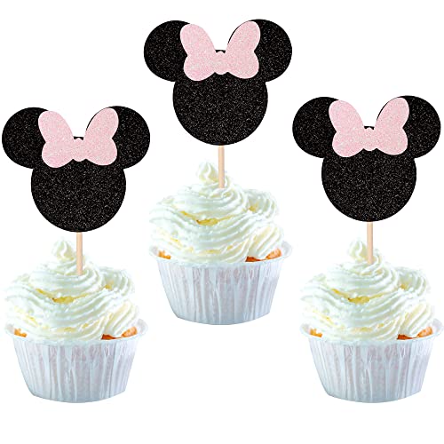 24 Stück mini Maus inspiriert Geburtstag Tortendeko mini Maus Happy Birthday Cake Topper mini Maus mit Schleife Maus Kuchendekoration für mini Happy Birthday Party Kuchendeko schwarz und rosa 24 Stück mini Maus inspiriert Geburtstag Tortendeko mini Maus Happy Birthday Cake Topper mini Maus mit Schleife Maus Kuchendekoration für mini Happy Birthday Party Kuchendeko schwarz und rosa von SYKYCTCY