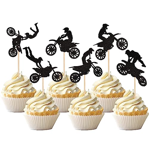 24 Stück Motorrad Tortendeko Schwarz Glitter Motocross Dirt Bike Cupcake Toppers für Sport Motocross Thema Kuchen Deko Mann Junge Geburtstag Party Kuchen Dekoration 24 Stück Motorrad Tortendeko Schwarz Glitter Motocross Dirt Bike Cupcake Toppers für Sport Motocross Thema Kuchen Deko Mann Junge Geburtstag Party Kuchen Dekoration von SYKYCTCY