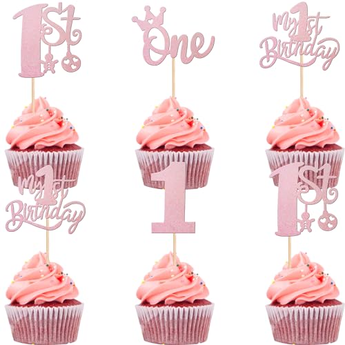 24 Stück One Tortendeko Glitzer Krone 1st Geburtstag Cupcke Toppers One Jahr alt Kuchen Deko für Baby Dusche Kinder Jungen Mädchen Erster Geburtstag Party Kuchen Dekorationen Rosa 24 Stück One Tortendeko Glitzer Krone 1st Geburtstag Cupcke Toppers One Jahr alt Kuchen Deko für Baby Dusche Kinder Jungen Mädchen Erster Geburtstag Party Kuchen Dekorationen Rosa von SYKYCTCY