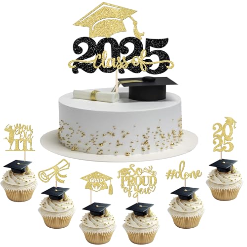 25 Stück 2025 Abschluss Tortendeko Graduation Grade Cap Kuchen Deko So Proud of You Cupcake Toppers für 2025 Abschluss Party Kuchen Dekoration Gold 25 Stück 2025 Abschluss Tortendeko Graduation Grade Cap Kuchen Deko So Proud of You Cupcake Toppers für 2025 Abschluss Party Kuchen Dekoration Gold von SYKYCTCY