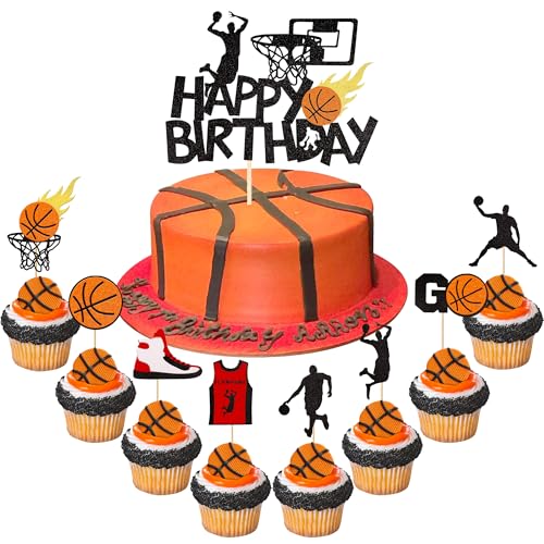 25 Stück Basketball Tortendeko Basketball Happy Birthday Cake Topper Player Slam Dunk Basketball Bekleidung Kuchen Deko für Basketball Sport Thema Geburtstag Baby Dusche Kuchen Dekorationen von SYKYCTCY