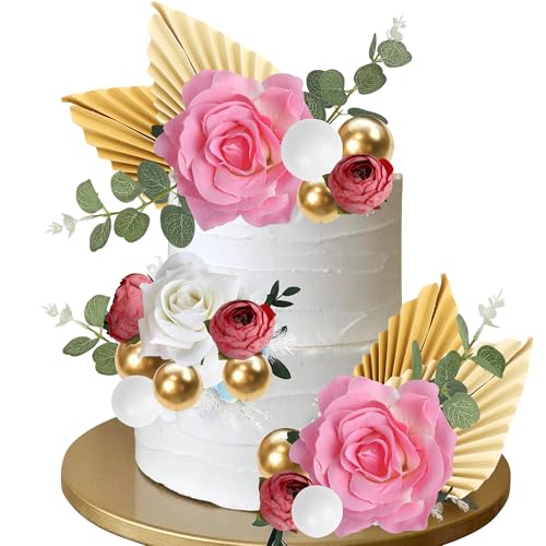 25 Stück Boho Blume Kuchen Dekorationen Sets Kugel Kuchen Deko Künstliche weiße rosa Rose Blumen Papier Palme Fan Tortendeko für Baby-Dusche DIY Hochzeit Geburtstag Party Zubehör 25 Stück Boho Blume Kuchen Dekorationen Sets Kugel Kuchen Deko Künstliche weiße rosa Rose Blumen Papier Palme Fan Tortendeko für Baby-Dusche DIY Hochzeit Geburtstag Party Zubehör von SYKYCTCY