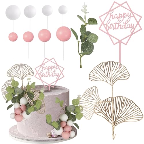 27 Stück Rosa Weiß Kugel Tortendeko Happy Birthday Cake Topper Natürliche Boho Palmblätter Kuchen Deko für Baby Dusche Kinder Jungen Mädchen Thema böhmische Hochzeit Jahrestag Party Kuchen Dekoration 27 Stück Rosa Weiß Kugel Tortendeko Happy Birthday Cake Topper Natürliche Boho Palmblätter Kuchen Deko für Baby Dusche Kinder Jungen Mädchen Thema böhmische Hochzeit Jahrestag Party Kuchen Dekoration von SYKYCTCY