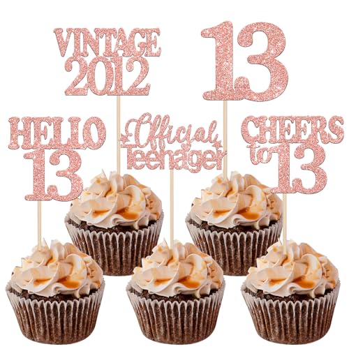 30 Stück 13th Geburtstag Tortendeko Vintage 2012 Cupcake Toppers Cheers to 13 Official Teenager Kuchen Deko für Prost auf 13 Jahre Geburtstag Hochzeit Jahrestag Party Kuchen Dekoration Rosegold 30 Stück 13th Geburtstag Tortendeko Vintage 2012 Cupcake Toppers Cheers to 13 Official Teenager Kuchen Deko für Prost auf 13 Jahre Geburtstag Hochzeit Jahrestag Party Kuchen Dekoration Rosegold von SYKYCTCY
