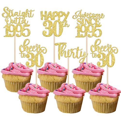30 Stück 30th Geburtstag Cupcake Toppers Straight Outta 1995 Kuchen DekoAwesome Since 1995 Tortendeko für Prost auf 30 Jahre Geburtstag Hochzeit Jahrestag Party Kuchen Dekoration Gold 30 Stück 30th Geburtstag Cupcake Toppers Straight Outta 1995 Kuchen DekoAwesome Since 1995 Tortendeko für Prost auf 30 Jahre Geburtstag Hochzeit Jahrestag Party Kuchen Dekoration Gold von SYKYCTCY