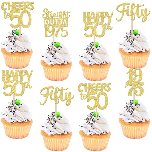 30 Stück 50th Geburtstag Tortendeko Glitzer Straight Outta 1975 Cupcake Toppers Fifty Happy 50th Kuchen Deko für Prost auf 50 Jahre Geburtstag Hochzeit Jahrestag Party Kuchen Dekoration Gold 30 Stück 50th Geburtstag Tortendeko Glitzer Straight Outta 1975 Cupcake Toppers Fifty Happy 50th Kuchen Deko für Prost auf 50 Jahre Geburtstag Hochzeit Jahrestag Party Kuchen Dekoration Gold von SYKYCTCY