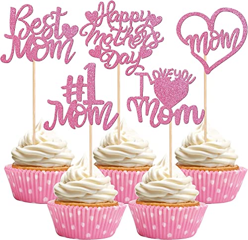 30 Stück Happy Mother's Day Tortendeko, Buntes Glitzern Herz #1 Mom Best Mom Cupcake Toppers Kuchen Deko Cake Topper Kuchen Dekorationen für Glückliche Muttertag Thema Frauen Geburtstag Party Rosa 30 Stück Happy Mother's Day Tortendeko, Buntes Glitzern Herz #1 Mom Best Mom Cupcake Toppers Kuchen Deko Cake Topper Kuchen Dekorationen für Glückliche Muttertag Thema Frauen Geburtstag Party Rosa von SYKYCTCY