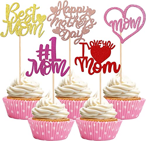 30 Stück Happy Mother's Day Tortendeko, Buntes Glitzern Herz Best Mom Cupcake Toppers I love you Mom Kuchen Deko Cake Topper Kuchen Dekorationen für Glückliche Muttertag Thema Frauen Geburtstag Party 30 Stück Happy Mother's Day Tortendeko, Buntes Glitzern Herz Best Mom Cupcake Toppers I love you Mom Kuchen Deko Cake Topper Kuchen Dekorationen für Glückliche Muttertag Thema Frauen Geburtstag Party von SYKYCTCY