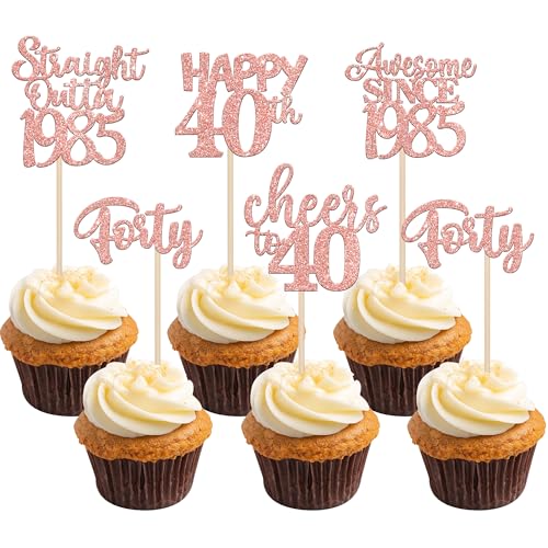 30 Stück Straight Outta 1985 Geburtstag Tortendeko Glitzer Happy 40th Awesome Since 1985 Cupcake Toppers für Prost auf 40 Jahre Geburtstag Hochzeit Jahrestag Party Kuchen Dekoration Rosegold 30 Stück Straight Outta 1985 Geburtstag Tortendeko Glitzer Happy 40th Awesome Since 1985 Cupcake Toppers für Prost auf 40 Jahre Geburtstag Hochzeit Jahrestag Party Kuchen Dekoration Rosegold von SYKYCTCY