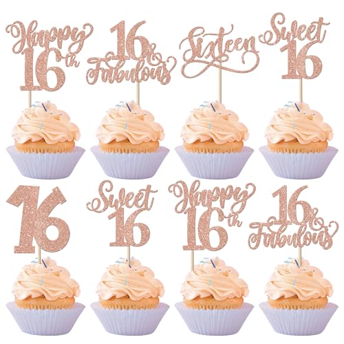 30 Stück Sweet 16th Geburtstag Cupcake Toppers Glitzer Sweet Teenager 16 Sixteen Tortendeko Happy 16 Geburtstag Jahre alt Kuchen Deko for Sixteen Geburtstag Jahrestag Party Kuchen Dekoration Rosegold 30 Stück Sweet 16th Geburtstag Cupcake Toppers Glitzer Sweet Teenager 16 Sixteen Tortendeko Happy 16 Geburtstag Jahre alt Kuchen Deko for Sixteen Geburtstag Jahrestag Party Kuchen Dekoration Rosegold von SYKYCTCY