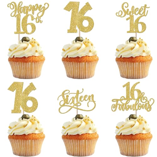 30 Stück Sweet 16th Geburtstag Cupcake Toppers Glitzer Sweet Teenager 16 Sixteen Tortendeko Happy 16 Geburtstag Jahre alt Kuchen Deko for Sixteen Geburtstag Jahrestag Party Kuchen Dekoration Gold 30 Stück Sweet 16th Geburtstag Cupcake Toppers Glitzer Sweet Teenager 16 Sixteen Tortendeko Happy 16 Geburtstag Jahre alt Kuchen Deko for Sixteen Geburtstag Jahrestag Party Kuchen Dekoration Gold von SYKYCTCY