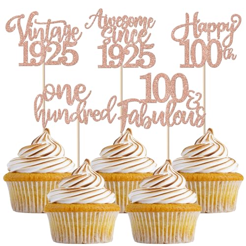 30 Stück Vintage 1925 Tortendeko Glitzer Happy 100th One Hundred Awesome Since 1925 Cupcake Toppers 100 Fabulous Kuchen Deko für 100th Geburtstag Hochzeit Jahrestag Party Supplies Rosegold 30 Stück Vintage 1925 Tortendeko Glitzer Happy 100th One Hundred Awesome Since 1925 Cupcake Toppers 100 Fabulous Kuchen Deko für 100th Geburtstag Hochzeit Jahrestag Party Supplies Rosegold von SYKYCTCY