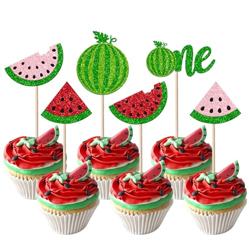 30 Stück Wassermelone Tortendeko One Watermelon Cupcake Toppers für Baby Mädchen Erste Geburtstag Party Kuchen Dekortionen Rot Grün 30 Stück Wassermelone Tortendeko One Watermelon Cupcake Toppers für Baby Mädchen Erste Geburtstag Party Kuchen Dekortionen Rot Grün von SYKYCTCY