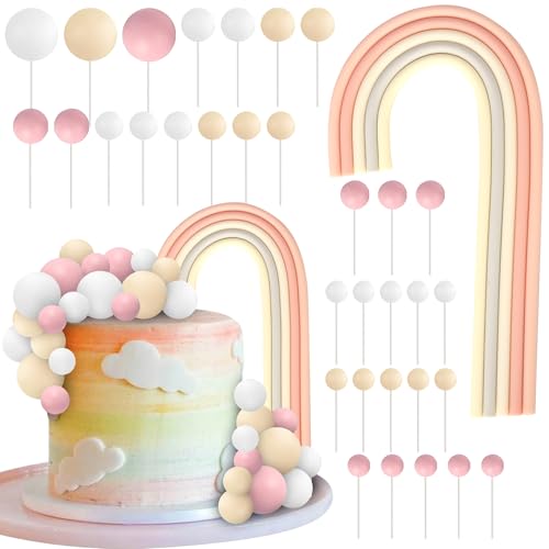 34 Stück Boho Kugeln Tortendeko Regenbogen Kuchen Deko Natürlicher Boho Mini Schaum Kugel Cake Toppers DIY Kugel Kuchen Dekorationen für Baby Dusche Kinder Geburtstag Hochzeit Jahrestag Party Khaki 34 Stück Boho Kugeln Tortendeko Regenbogen Kuchen Deko Natürlicher Boho Mini Schaum Kugel Cake Toppers DIY Kugel Kuchen Dekorationen für Baby Dusche Kinder Geburtstag Hochzeit Jahrestag Party Khaki von SYKYCTCY