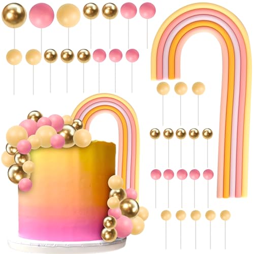 34 Stück Regenbogen Tortendeko DIY Kugeln Kuchen Deko Natürlicher Boho Mini Schaum Kugel Cake Toppers für Baby Dusche Kinder Geburtstag Hochzeit Jahrestag Party Kuchen Dekorationen Gelb Rosa 34 Stück Regenbogen Tortendeko DIY Kugeln Kuchen Deko Natürlicher Boho Mini Schaum Kugel Cake Toppers für Baby Dusche Kinder Geburtstag Hochzeit Jahrestag Party Kuchen Dekorationen Gelb Rosa von SYKYCTCY